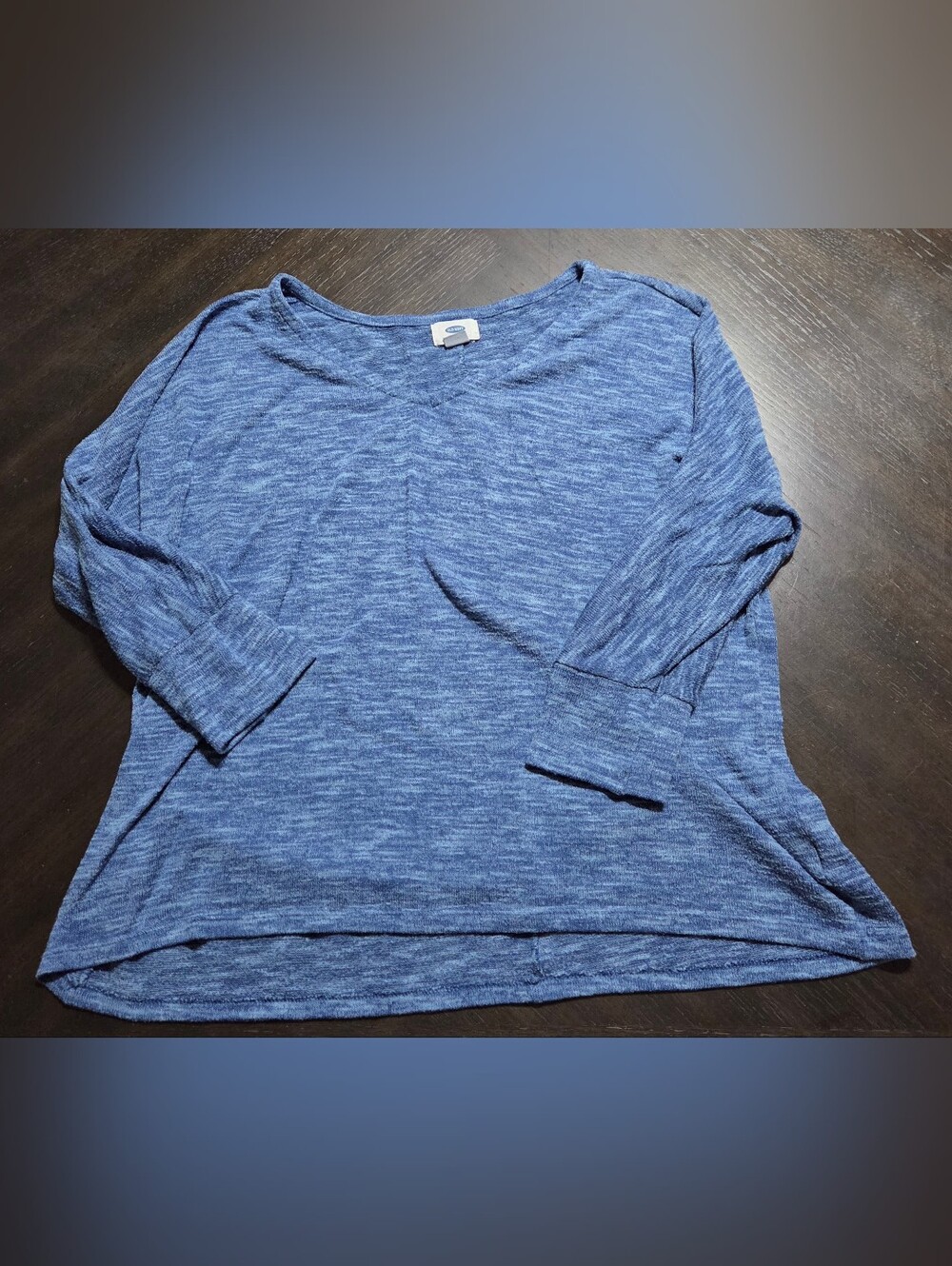 Old Navy Blue Marled Long Sleeve V-Neck Top – Size Medium